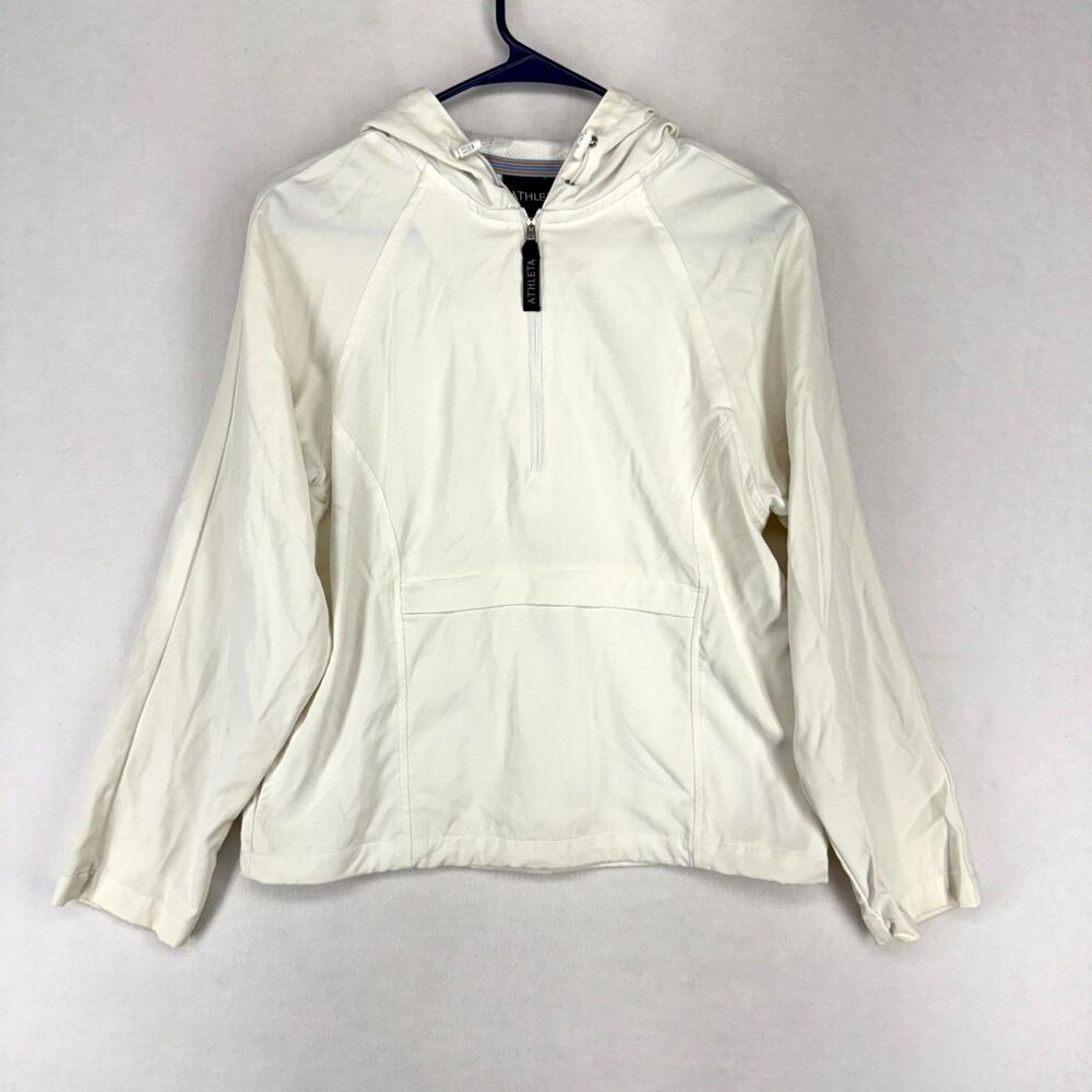 Athleta White Lightweight Quarterzip Windbreaker Women's Size‎ S
